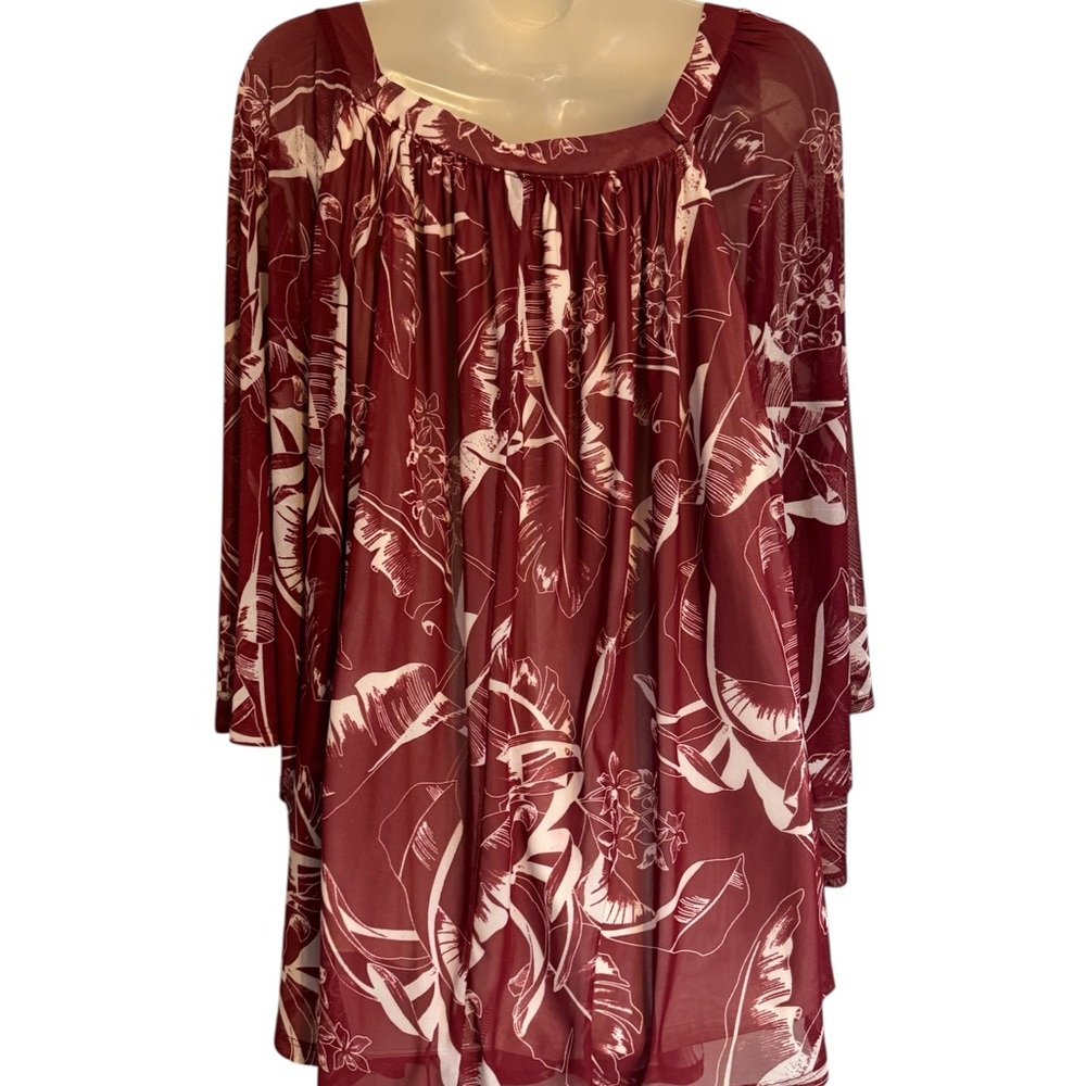 Lane Bryant Maroon / White Bat Wing Top   PLUS:  26/28 - Picture 5 of 8